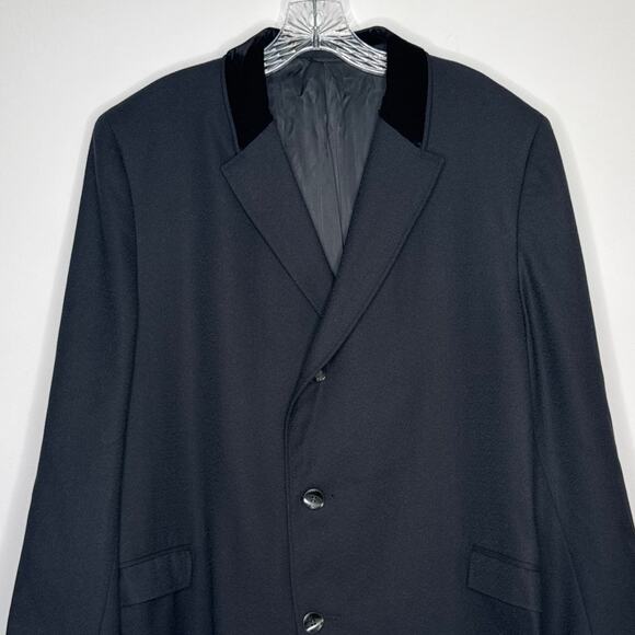 Vintage 1960's Darby Fashion for Rogers Black Wool Overcoat Velvet Collar large - Picture 2 of 14
